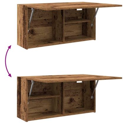 Стенен шкаф за баня, старо дърво, 80x25x40 см, инженерно дърво