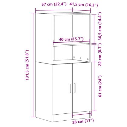 Кухненски шкаф Черен 57x41,5x131,5 cm Инженерна дървесина