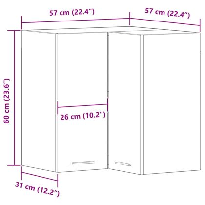Висящ ъглов шкаф Riga Черен дъб 57 x 57 x 60 см Инженерно дърво