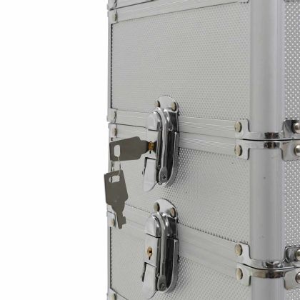 Куфар за грим на колелца, алуминий, сребрист