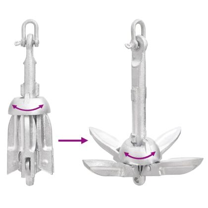 Сгъваема котва с въже сребриста 0,7 kg Горещо поцинкован чугун