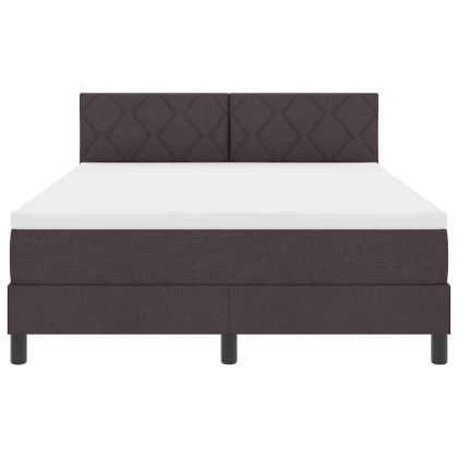 Легло с пружинирана основа Тъмен кафяв 140 x 200 cm текстил