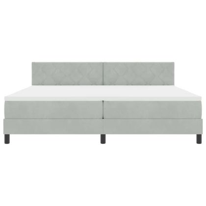 Легло с пружинирана основа Светлосиво 200 x 200 cm Кадифе