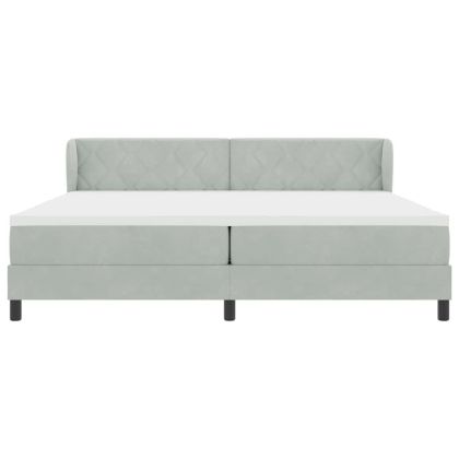 Легло с пружинирана основа Светлосиво 200 x 200 cm Кадифе