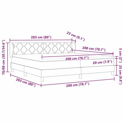 Легло с пружинирана основа Светлосиво 200 x 200 cm Полиестер