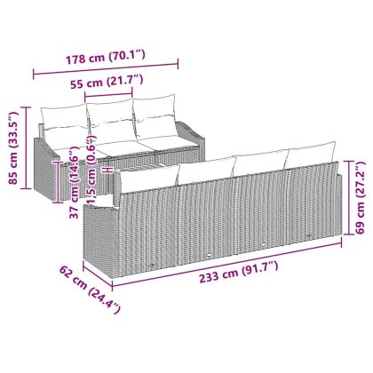 Градински Софа Комплект 8 pcs Черно и бяло