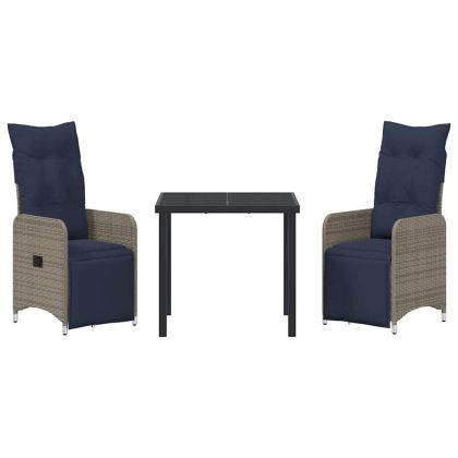 Комплект за хранене в градината 3 pcs Сив полиратан