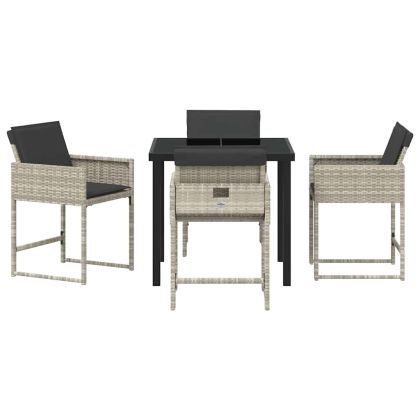 Комплект за хранене в градината 5 pcs Светлосиво полиратан