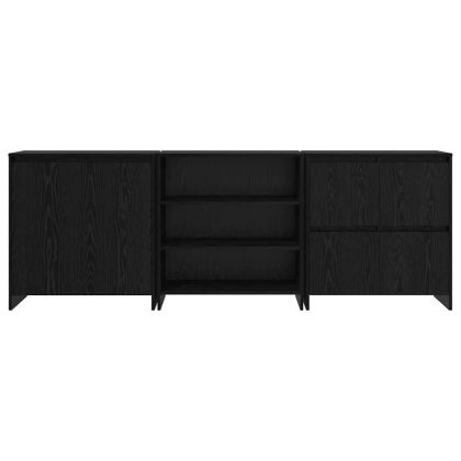 Служебен шкаф 3 pcs Черен дъб 70 x 41 x 75 см Инженерно дърво