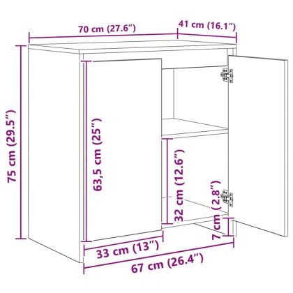 Служебен шкаф 3 pcs Черен дъб 70 x 41 x 75 см Инженерно дърво