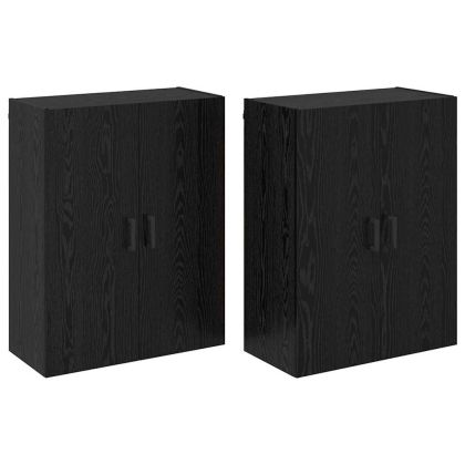 Стенно шкафче 2 pcs Черния дъб 69,5 x 34 x 90 см