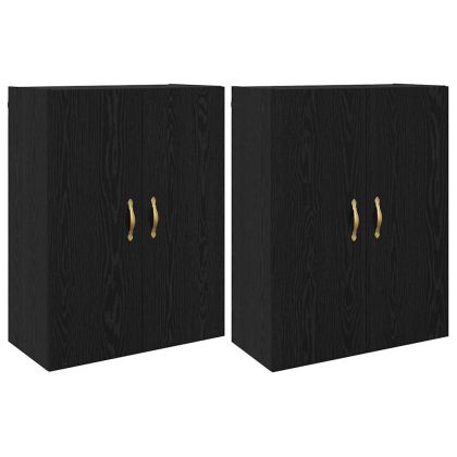 Стенно шкафче 2 pcs Черния дъб 69,5 x 34 x 90 см
