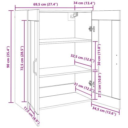 Стенни шкафове 2 pcs Старо дърво 69,5 x 34 x 90 см
