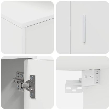 Комплект ТВ шкаф Монтиране на стена 4 pcs Бяло Инженерно дърво