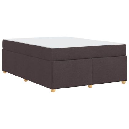 Рамка за легло с матрак Тъмен кафяв 140 x 200 cm текстил