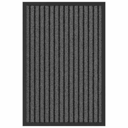 Мат за врата Черен и Сив 40 x 60 cm Полипропилен и PVC