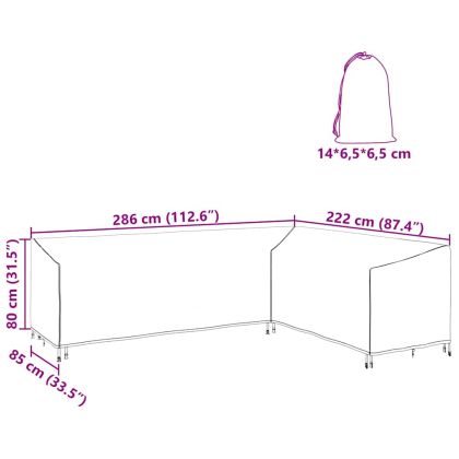 Покривало за градински мебели Черно 286 x 222 x 80 см 210D плат