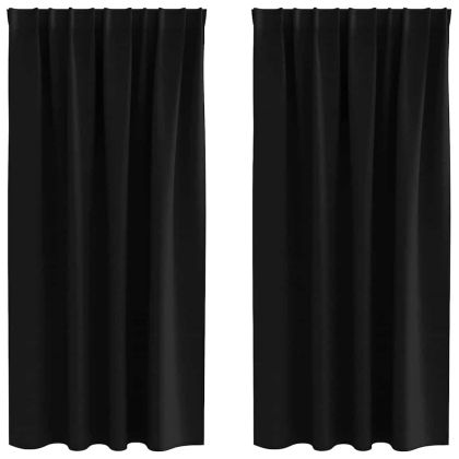 Завеси за затъмняване с пръстени 2 pcs Черно 175 x 140 см