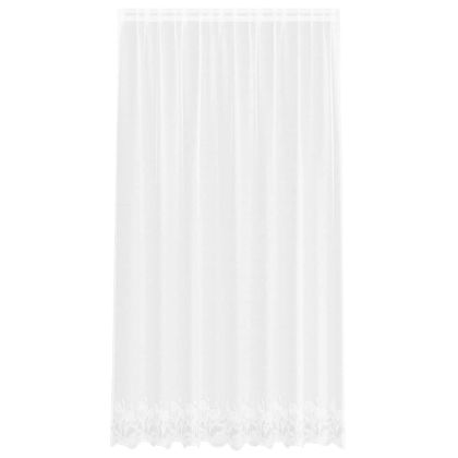 Перде от дантела С завеси Флорален Бяло 240 x 200 cm Полиестер