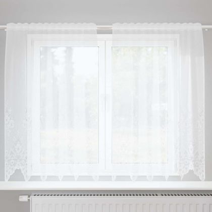 Перде от дантела С завеси Флорален Бяло 140 x 150 cm Полиестер