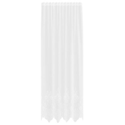 Перде от дантела С завеси Флорален Бяло 260 x 150 см Полиестер