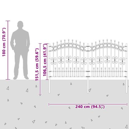 Градска ограда Сив 165 cm Прахово покритие стомана