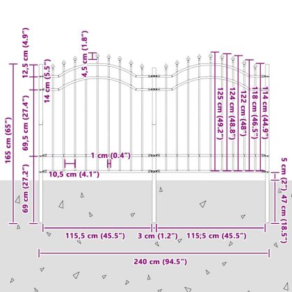 Градска ограда Бяло 165 cm Прахово покритие стомана