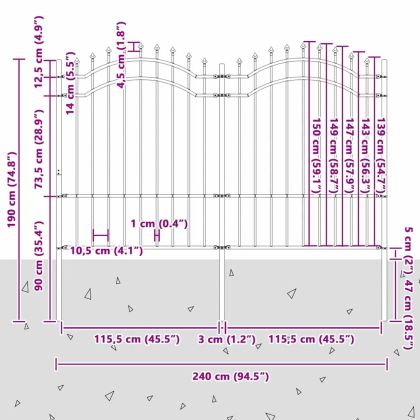 Градска ограда Бяло 190 cm Прахово покритие стомана