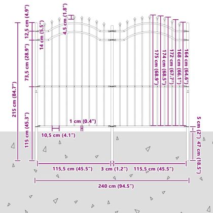 Градска ограда Бяло 215 cm Прахово покритие стомана