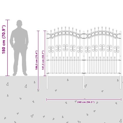 Градска ограда Бяло 190 cm Прахово покритие стомана