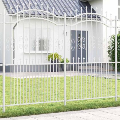 Градска ограда Бяло 215 cm Прахово покритие стомана