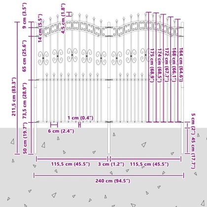 Градска ограда Бяло 215 cm Прахово покритие стомана