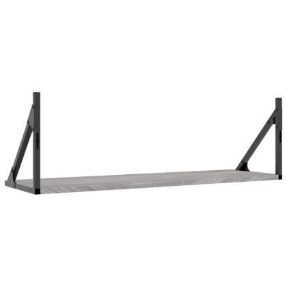 Стенни рафтове 2 бр сив сонома 80x25x25,5 см инженерно дърво