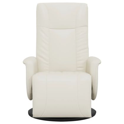 Реклайнер с опора за крака, кремав, изкуствена кожа