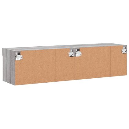 ТВ шкафове с LED осветление, 2 бр, сив сонома, 60x30x30 см