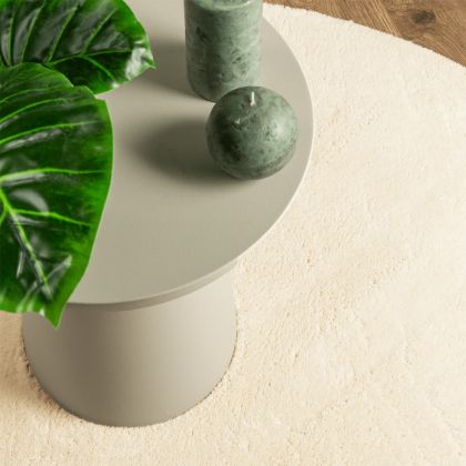 Килим HUARTE с къс косъм, мек и миещ се, кремав, Ø 120 см