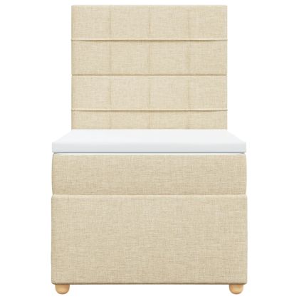 Боксспринг легло с матрак, кремаво, 100x200 см, плат