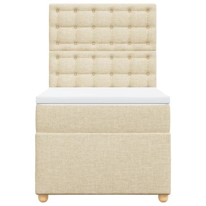 Боксспринг легло с матрак, кремава, 90x200 см, плат