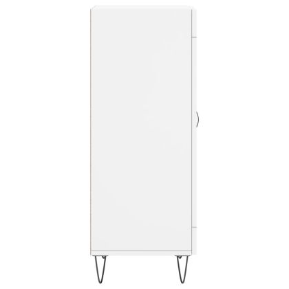 Сайдборд, бял, 34,5x34x90 см, инженерно дърво