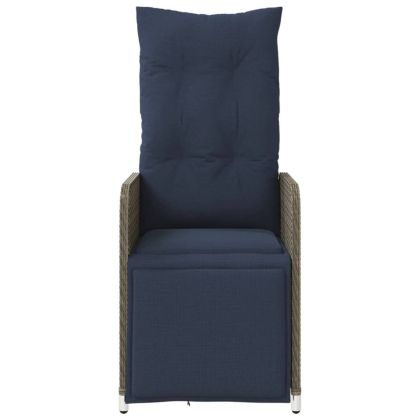 Градински стол с възглавници, сив, полиратан