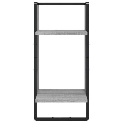 Комплект рафтове за стена 6 части сив сонома инженерно дърво