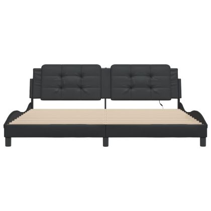 Рамка за легло с LED без матрак Zadar, черна, 200x200 см