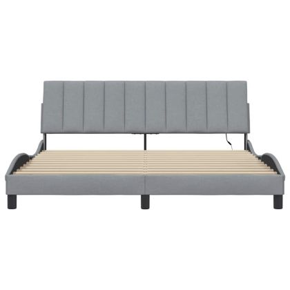 Рамка за легло без матрак Hanko, светлосива, 180x200 см, плат