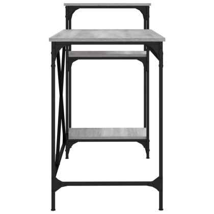 Бюро с рафтове сив сонома 135x50x90 см инженерно дърво и желязо