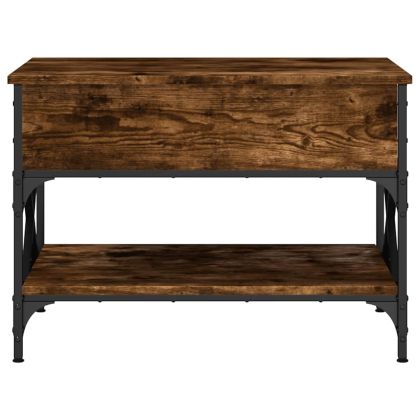 Кафе маса, опушен дъб, 70x50x50 см, инженерно дърво и метал