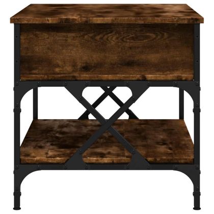 Кафе маса, опушен дъб, 70x50x50 см, инженерно дърво и метал