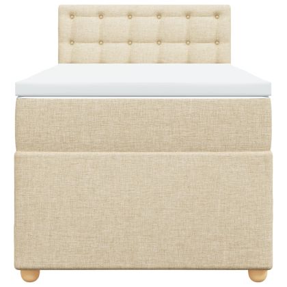 Боксспринг легло с матрак, кремаво, 100x200 см, плат