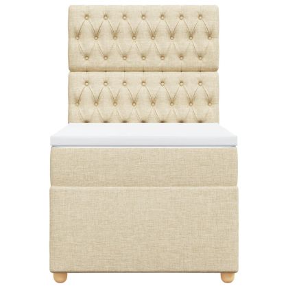 Боксспринг легло с матрак, кремаво, 100x200 см, плат