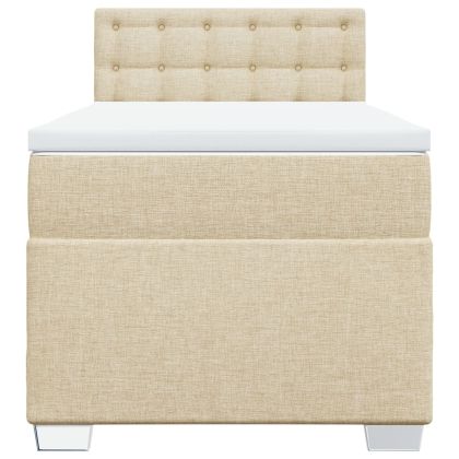 Боксспринг легло с матрак, кремаво, 100x200 см, плат