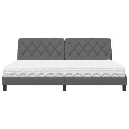 Легло с матрак, тъмносиво, 200x200 см, плат